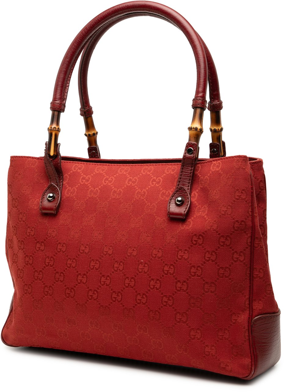 Gucci GG Canvas Bamboo Tote Rood