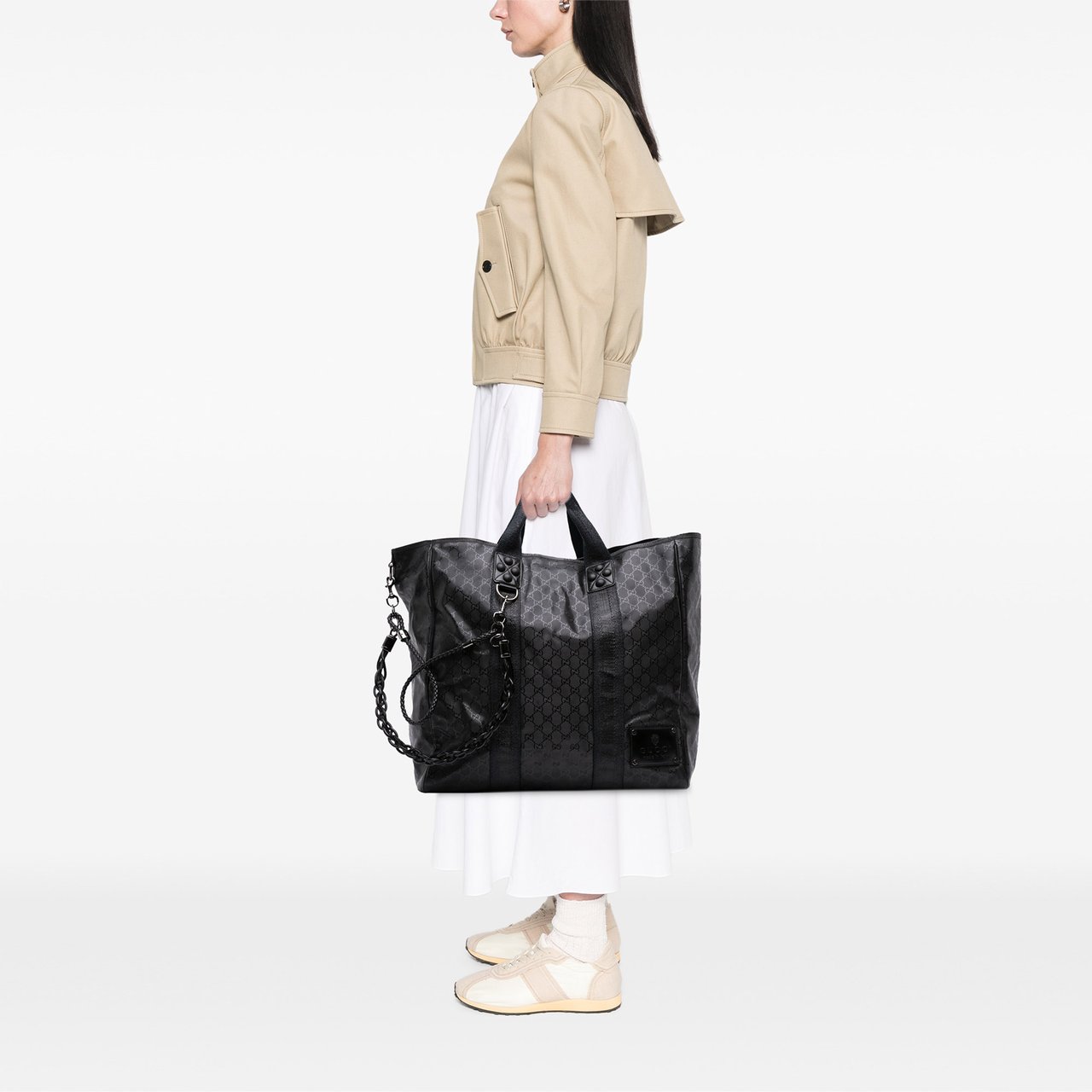 Gucci Large GG Imprime Oversized Tote Zwart