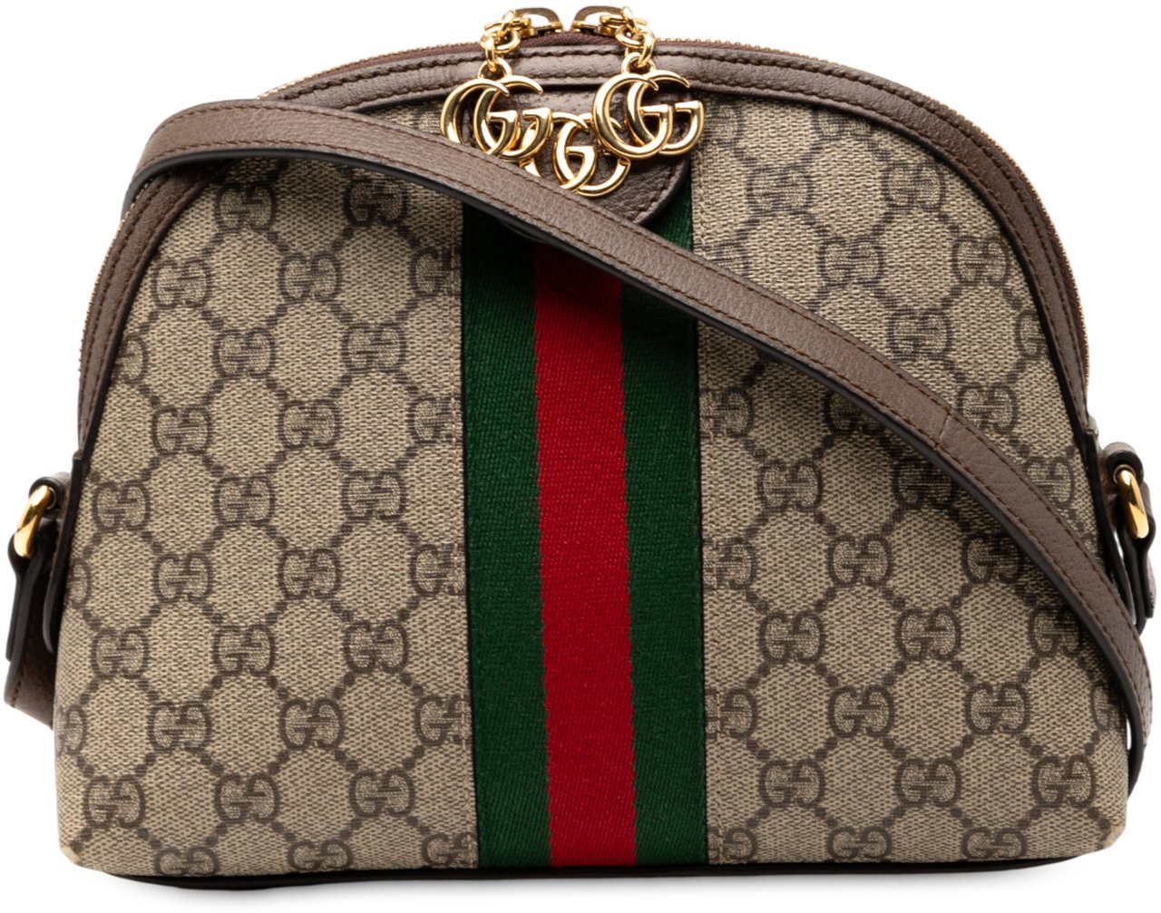 Gucci Small GG Supreme Ophidia Dome Crossbody Bruin