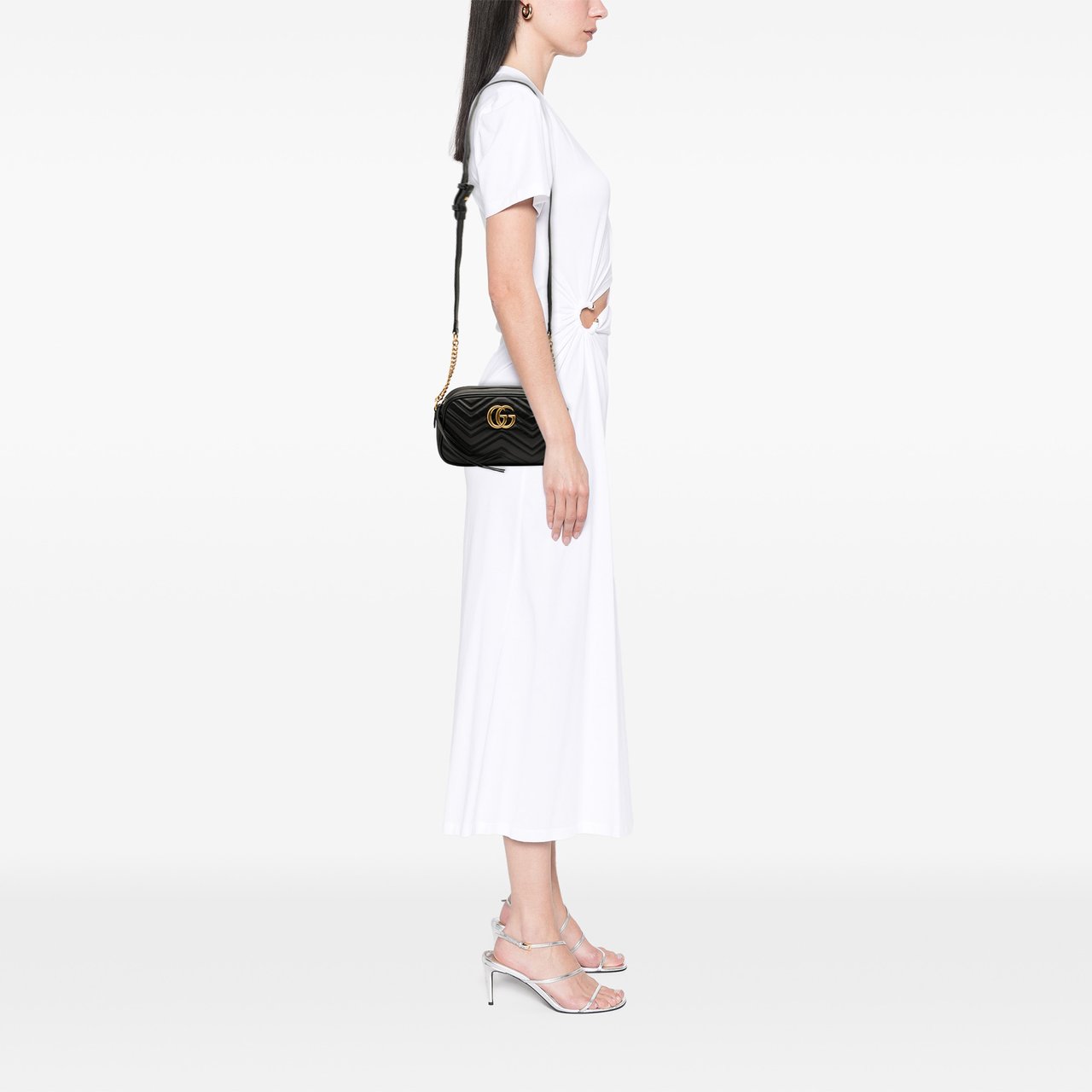 Gucci Small GG Marmont Matelasse Leather Crossbody Zwart