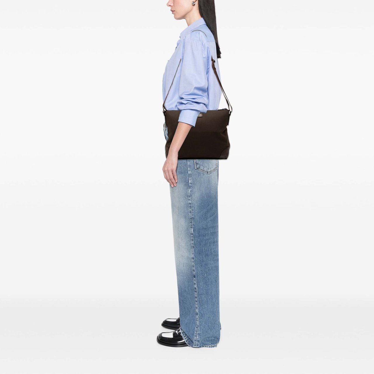 Gucci Guccissima Trimmed Canvas Crossbody Bruin