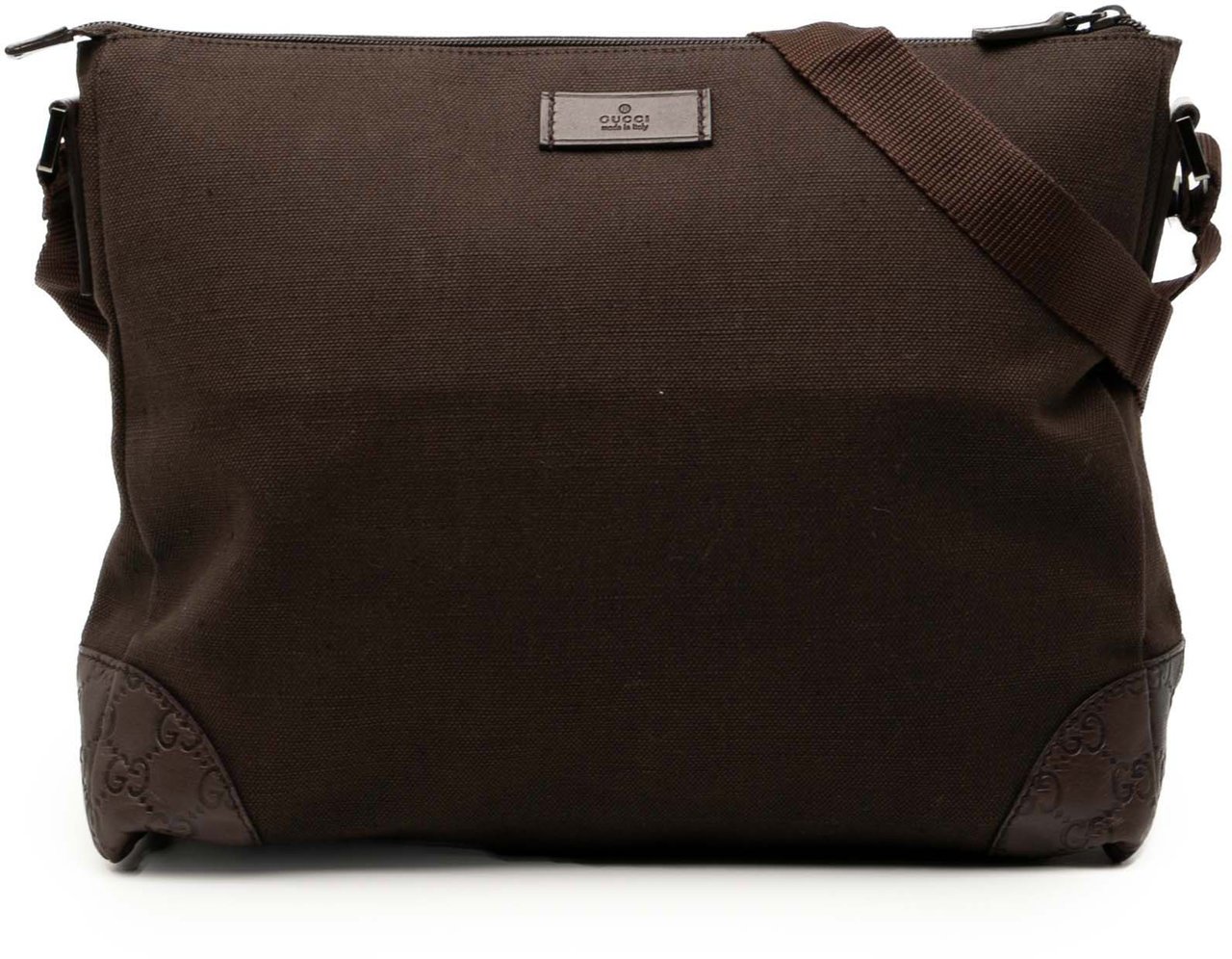 Gucci Guccissima Trimmed Canvas Crossbody Bruin