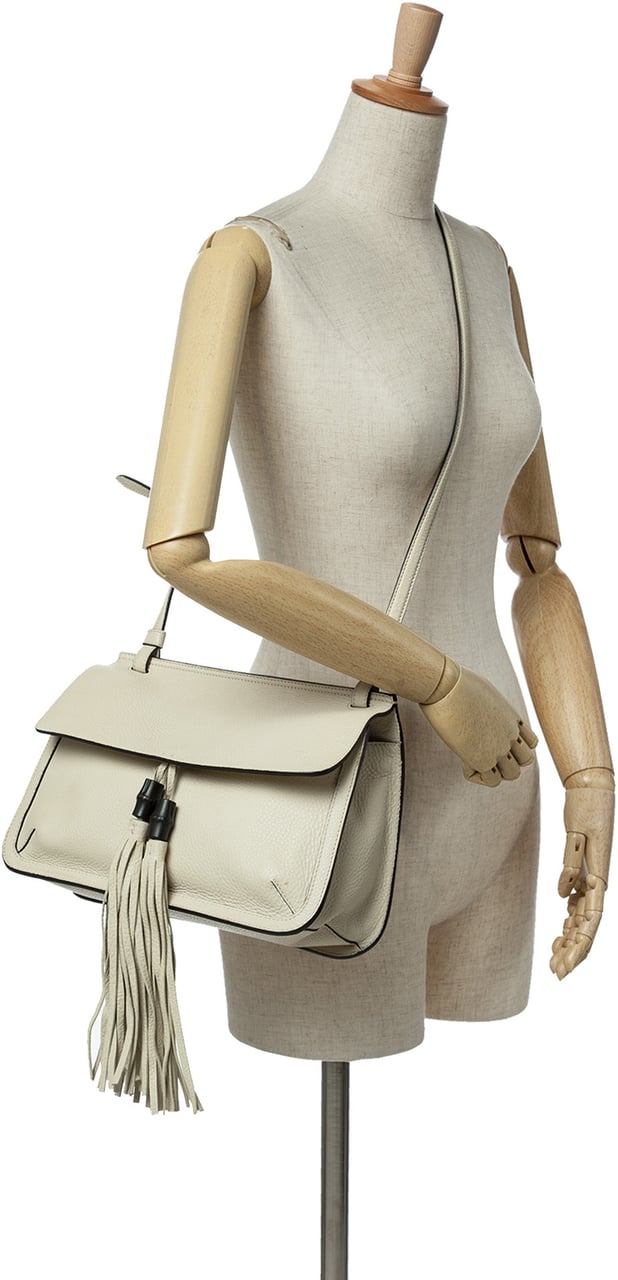Gucci Medium Leather Bamboo Daily Crossbody Bruin