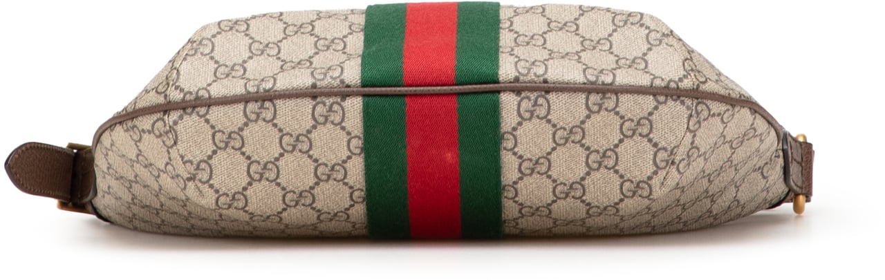 Gucci Small GG Supreme Web Ophidia Half Moon Crossbody Bruin