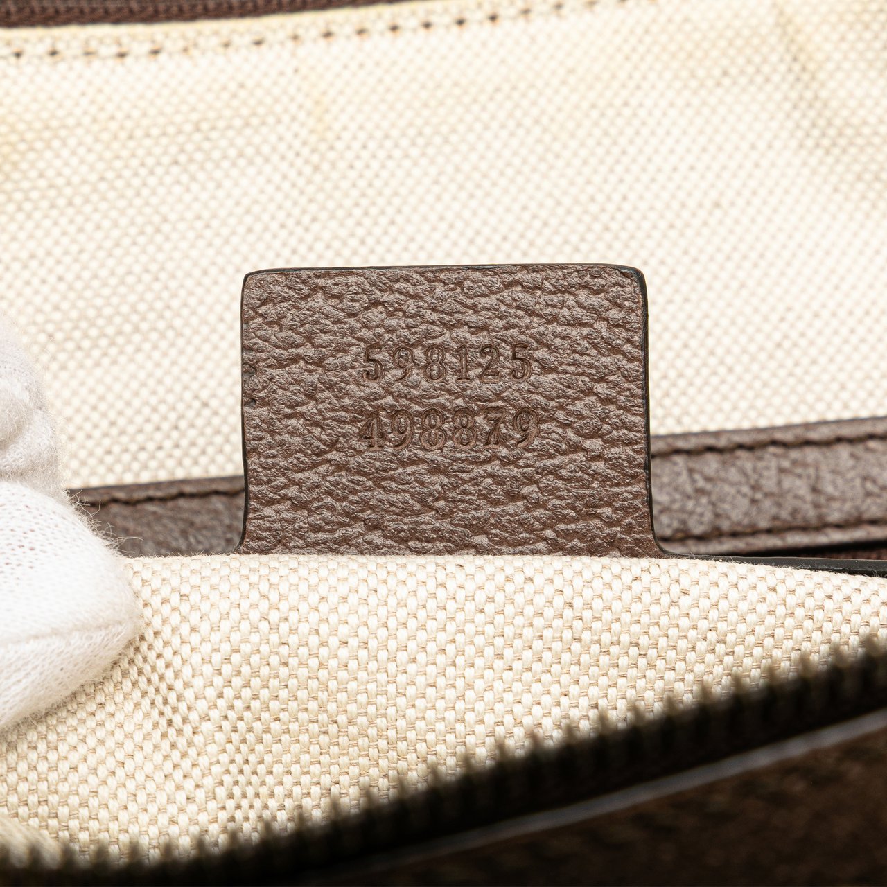 Gucci Small GG Supreme Web Ophidia Half Moon Crossbody Bruin