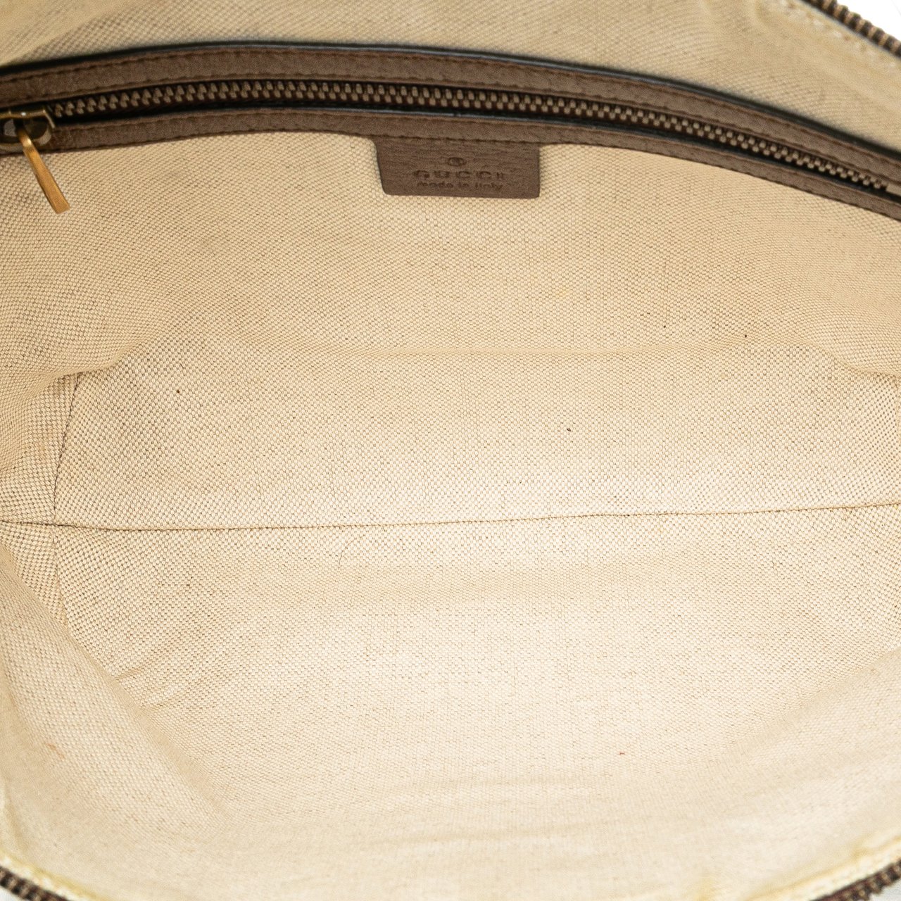 Gucci Small GG Supreme Web Ophidia Half Moon Crossbody Bruin