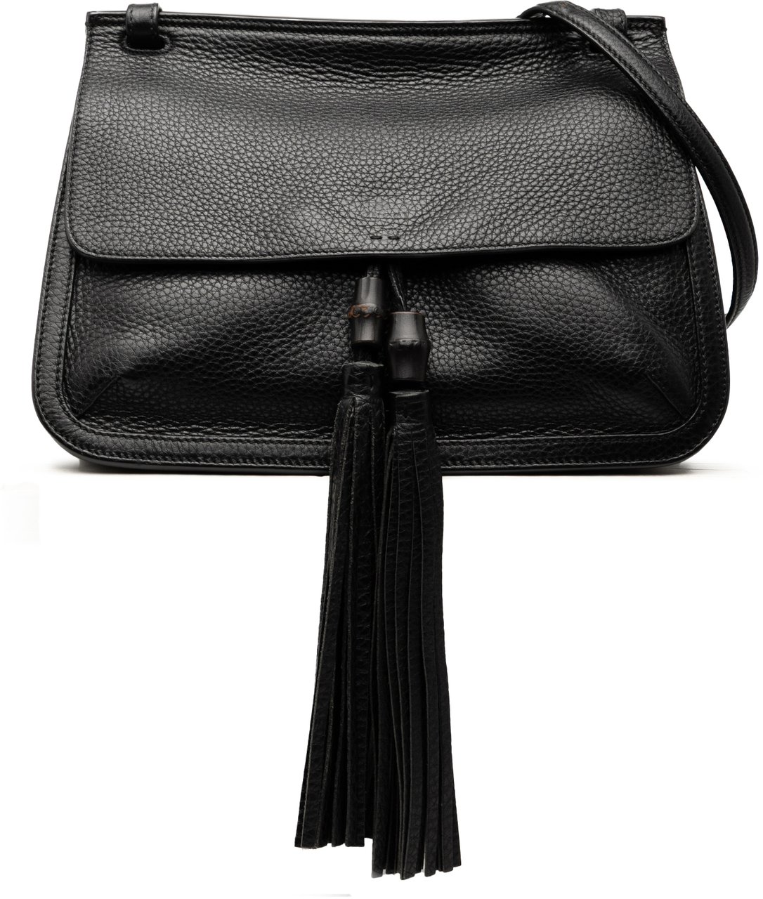 Gucci Medium Leather Bamboo Daily Crossbody Zwart