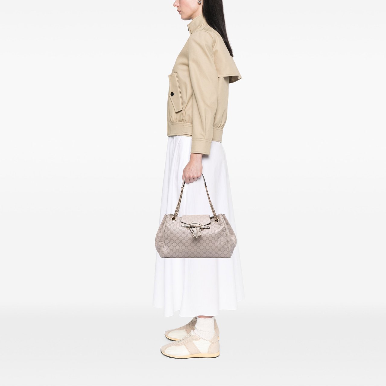 Gucci Large Guccissima Emily Chain Shoulder Bag Bruin