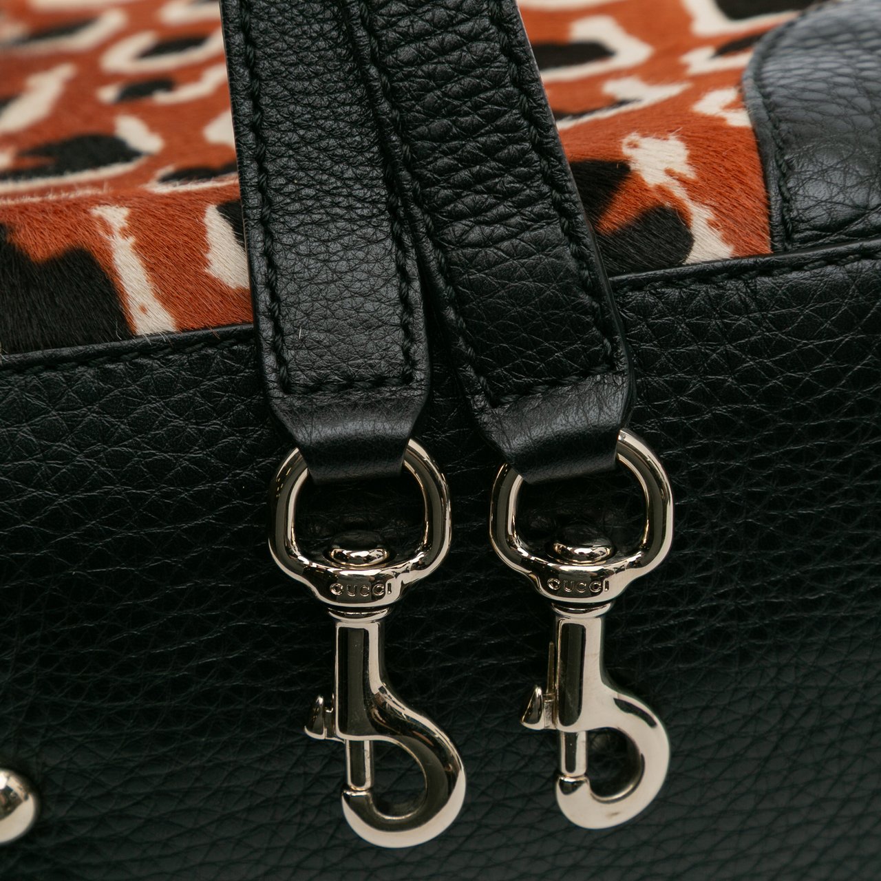 Gucci Medium Pony Hair Bamboo Shopper Satchel Oranje