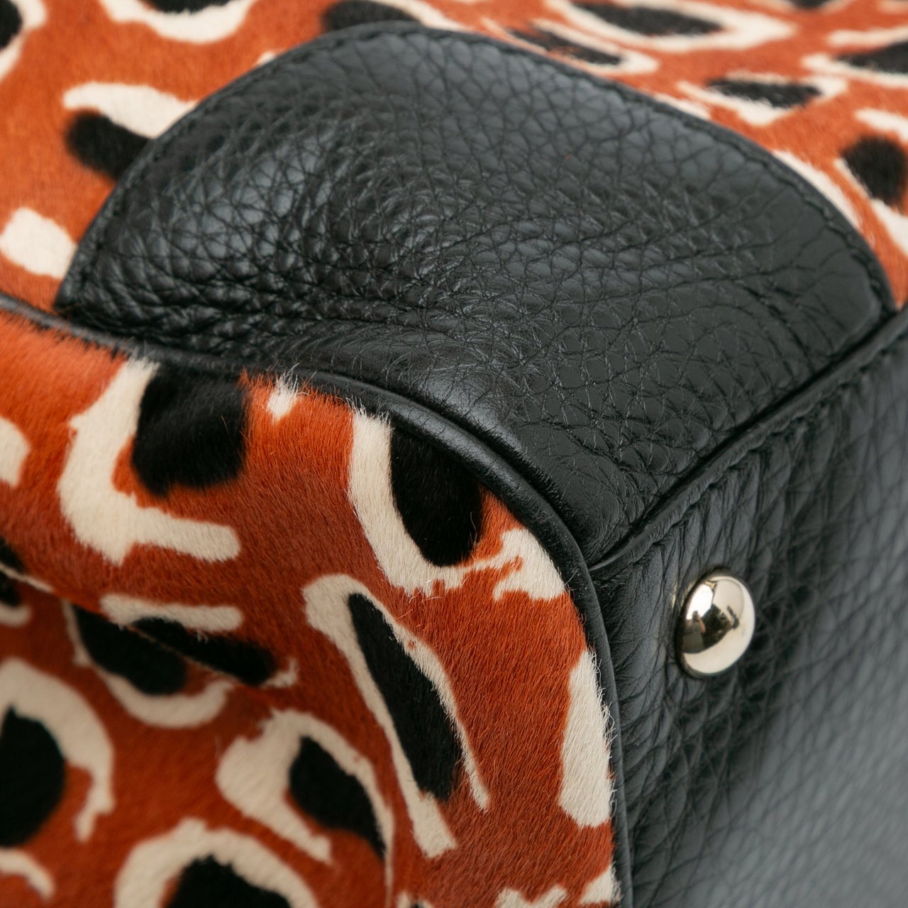 Gucci Medium Pony Hair Bamboo Shopper Satchel Oranje