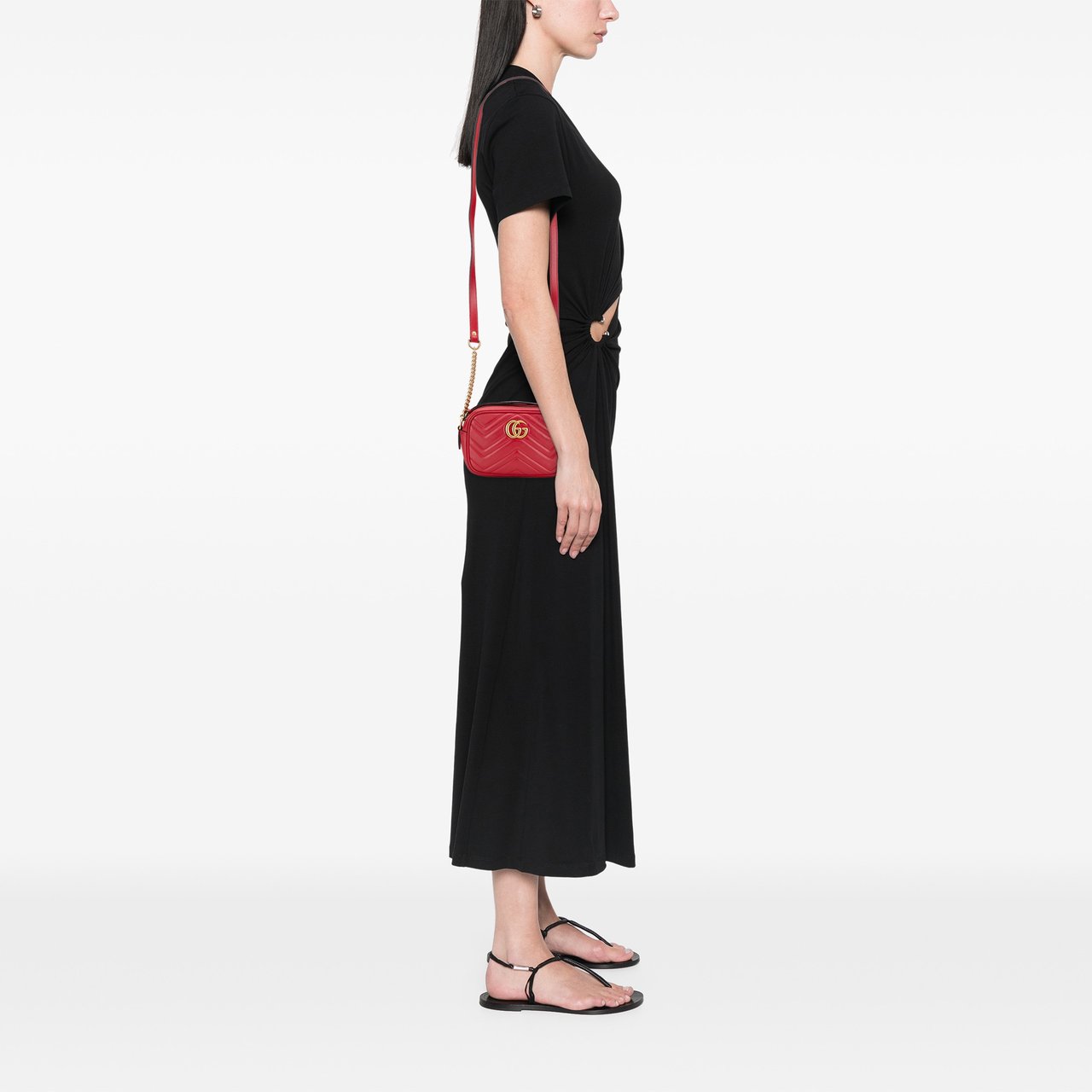 Gucci Mini GG Marmont Matelasse Leather Crossbody Rood