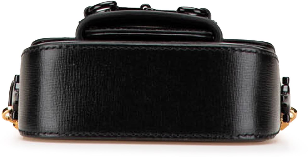 Gucci Mini Leather Horsebit 1955 Web Satchel Zwart