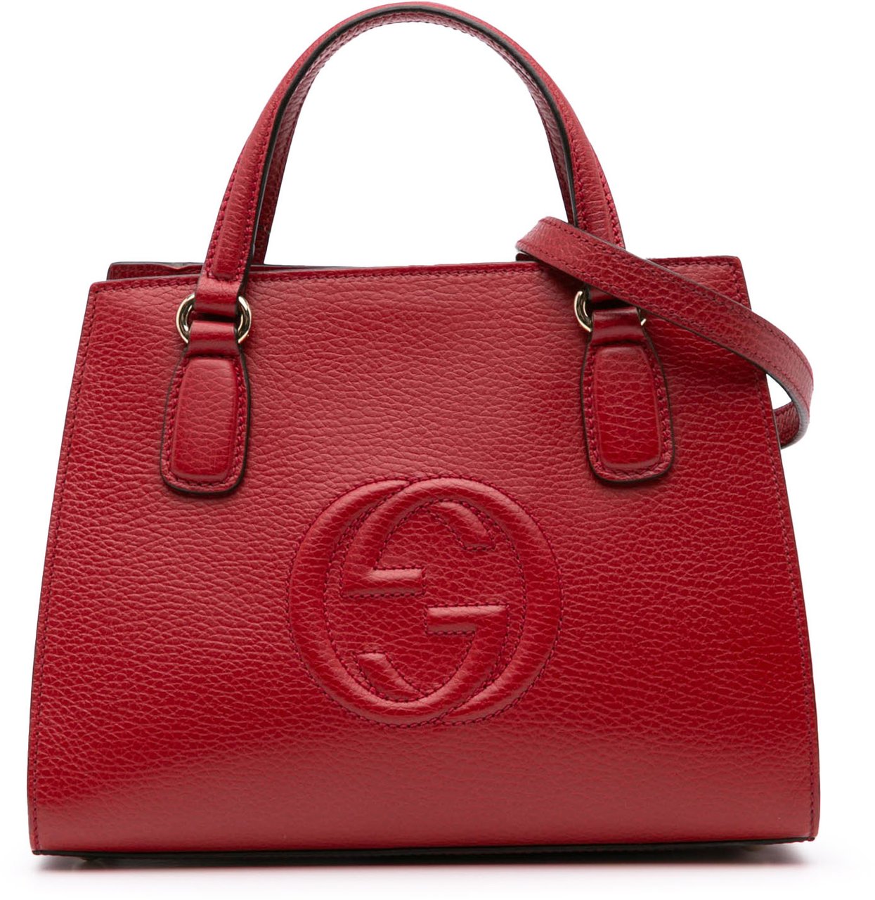 Gucci Medium Dollar Calf Soho Top Handle Convertible Tote Rood