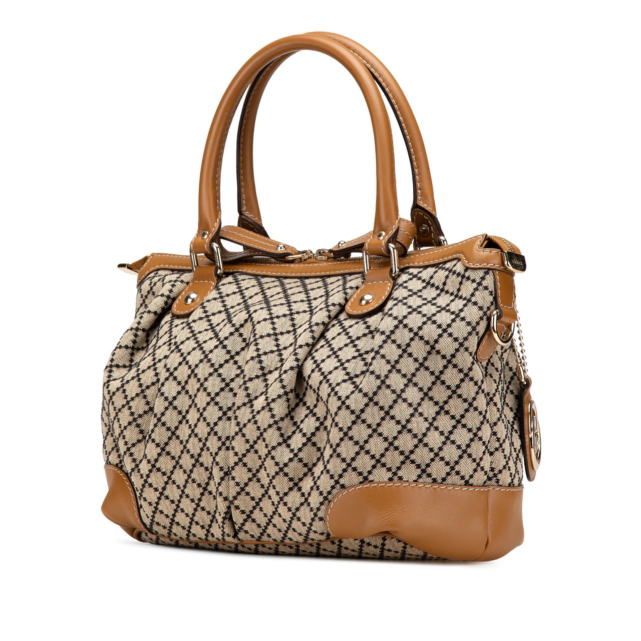 Gucci Diamante Canvas Sukey Satchel Bruin
