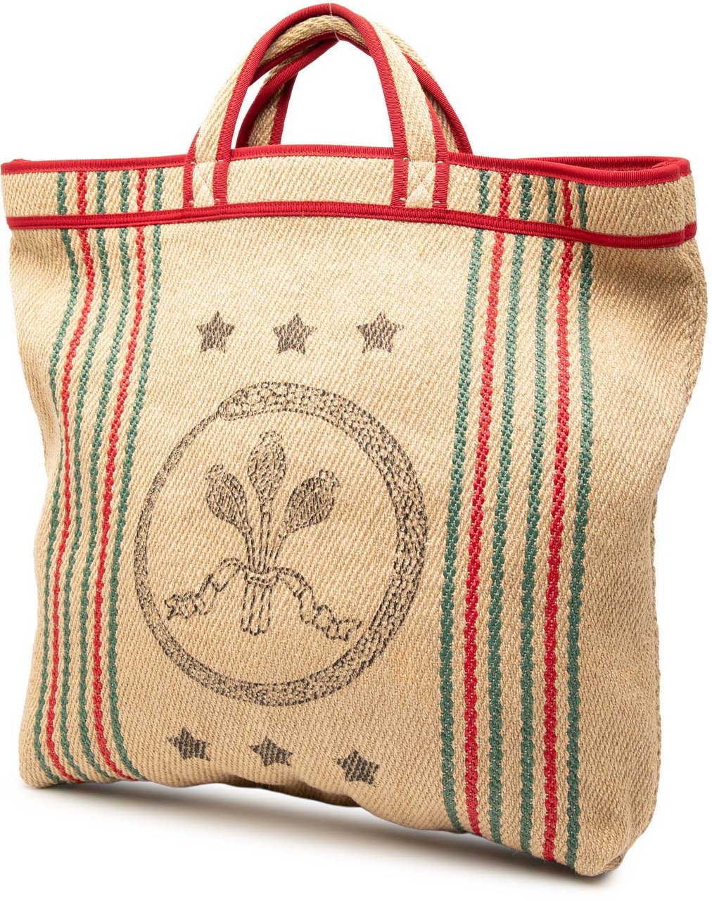 Gucci Jute Arles Printed Tote Bruin