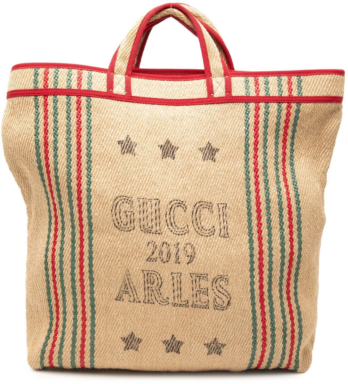 Gucci Jute Arles Printed Tote Bruin