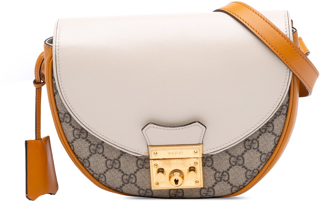 Gucci GG Supreme Saddle Padlock Crossbody Bruin