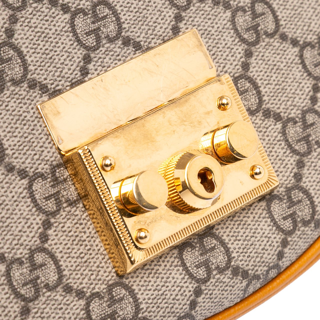 Gucci GG Supreme Saddle Padlock Crossbody Bruin