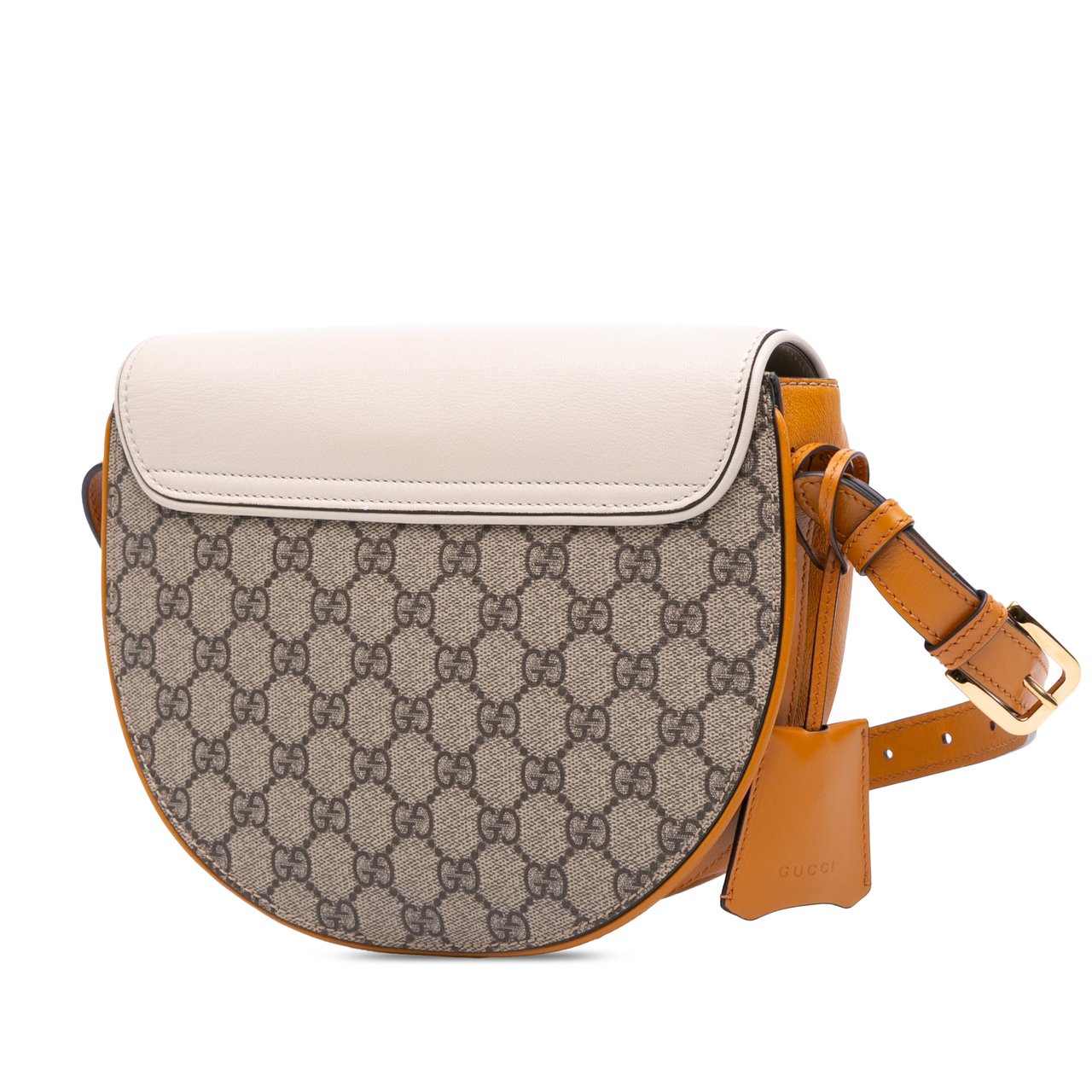Gucci GG Supreme Saddle Padlock Crossbody Bruin