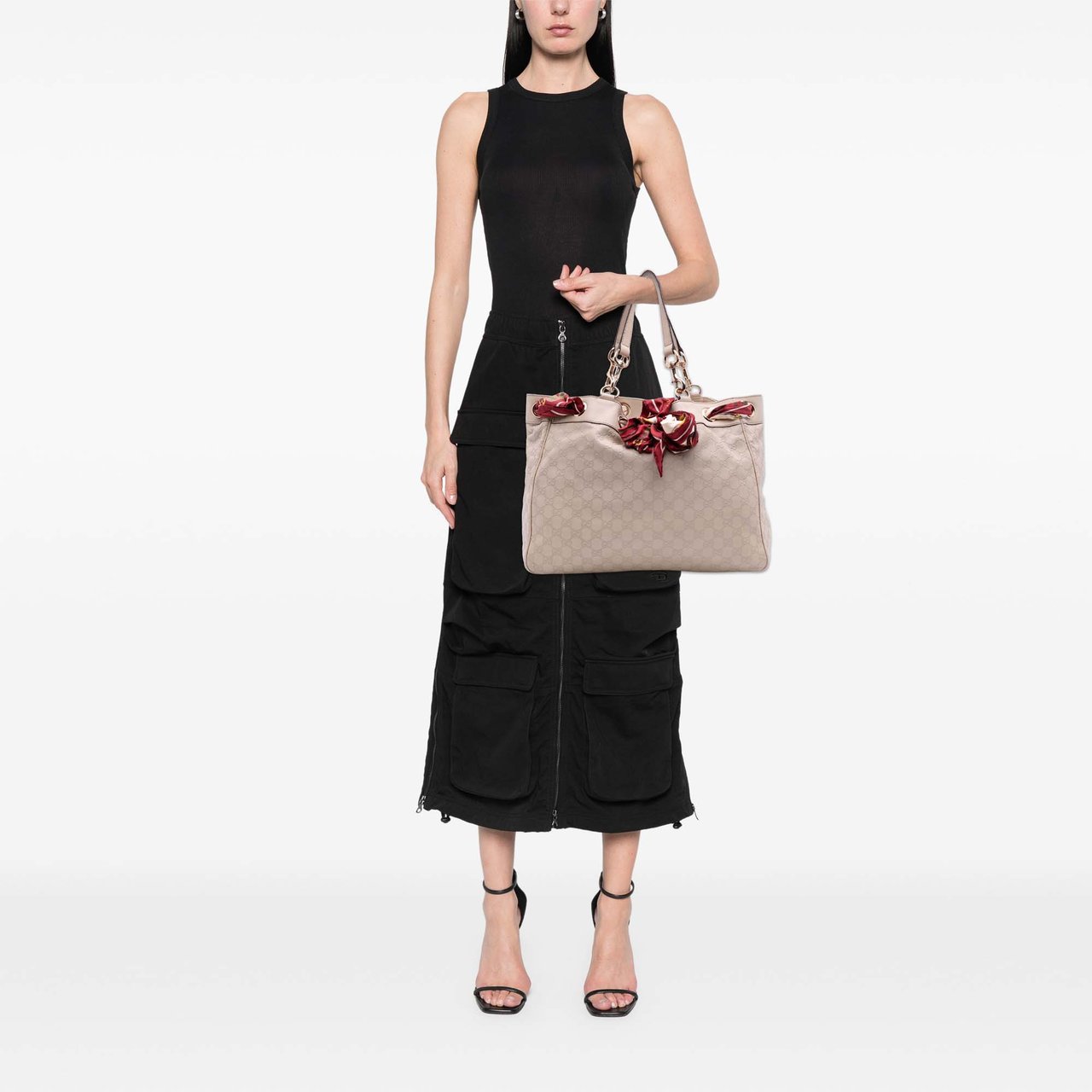 Gucci Large Guccissima Positano Scarf Tote Bruin