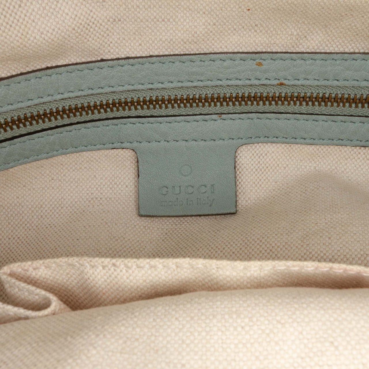 Gucci Leather Twill Satchel Blauw