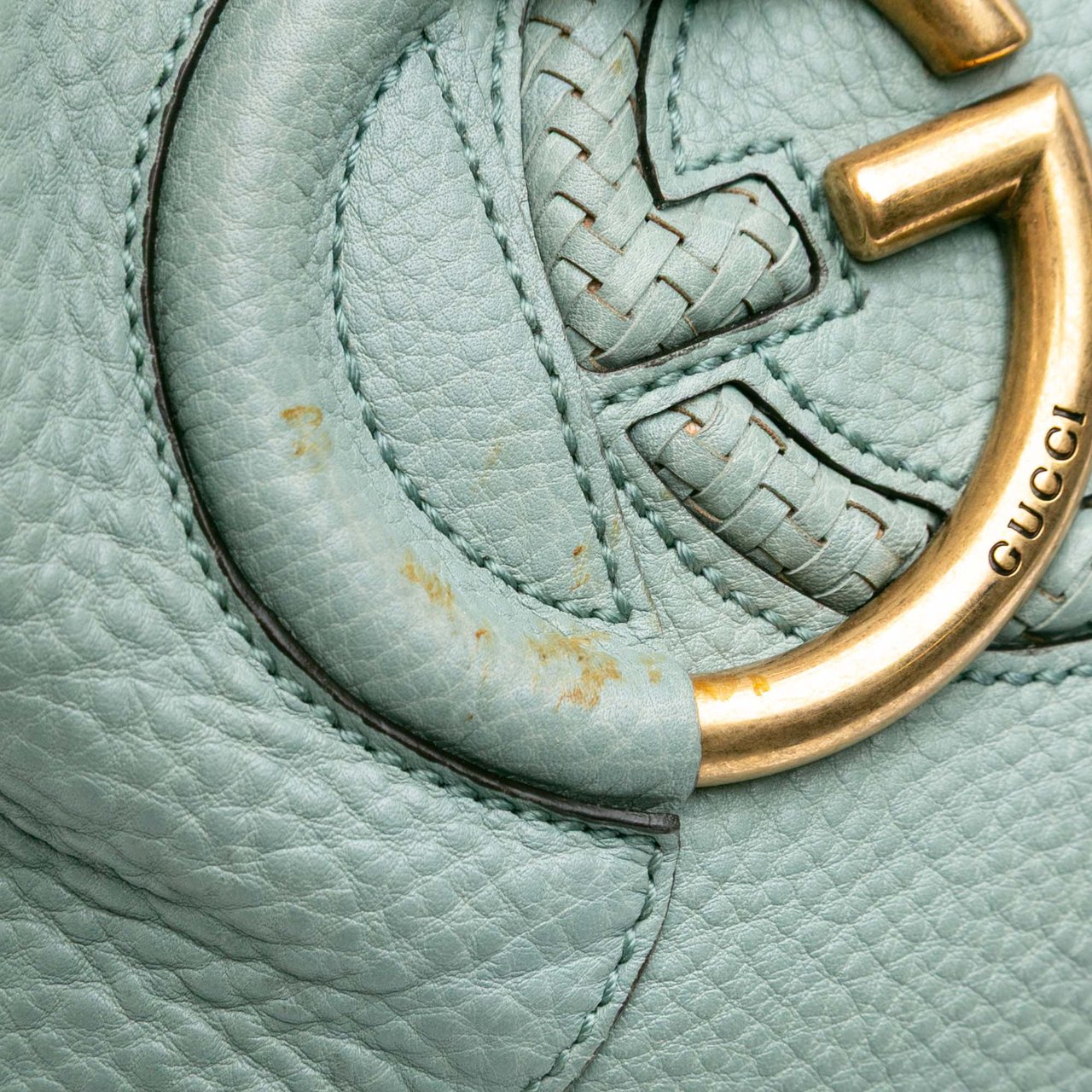 Gucci Leather Twill Satchel Blauw