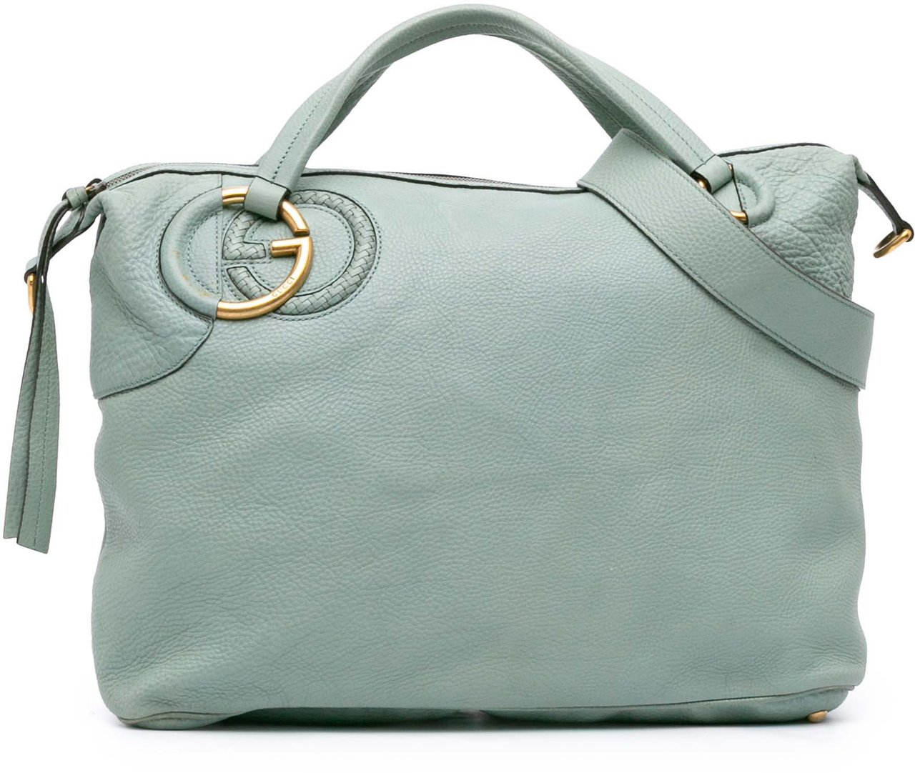 Gucci Leather Twill Satchel Blauw