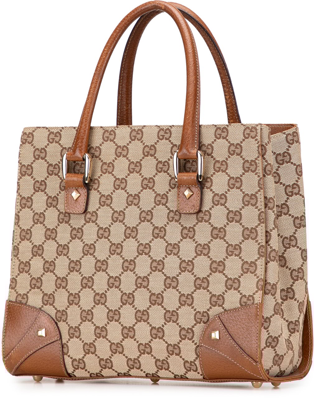 Gucci GG Canvas Nailhead Handbag Bruin