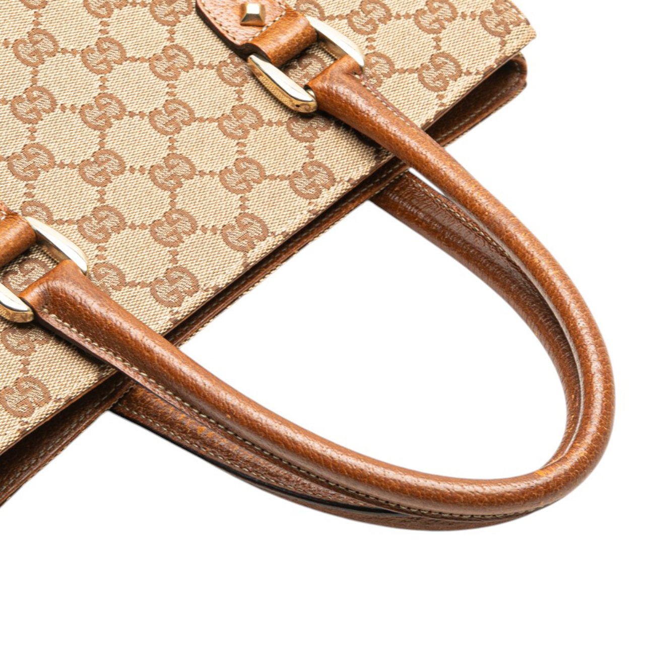 Gucci GG Canvas Nailhead Handbag Bruin