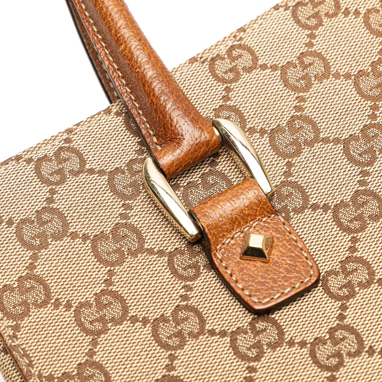 Gucci GG Canvas Nailhead Handbag Bruin