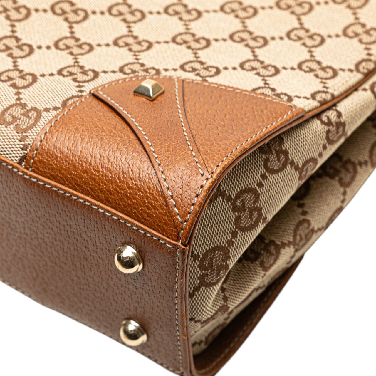 Gucci GG Canvas Nailhead Handbag Bruin