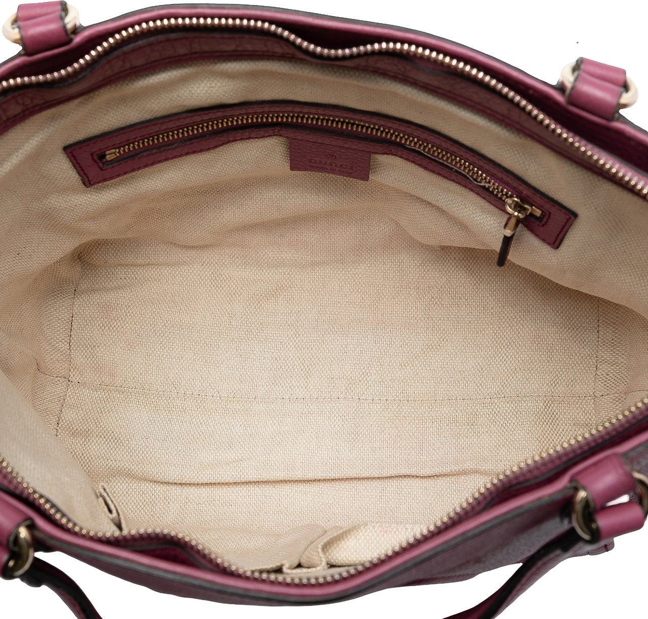 Gucci Small Pebbled Leather Soho Cellarius Satchel Paars