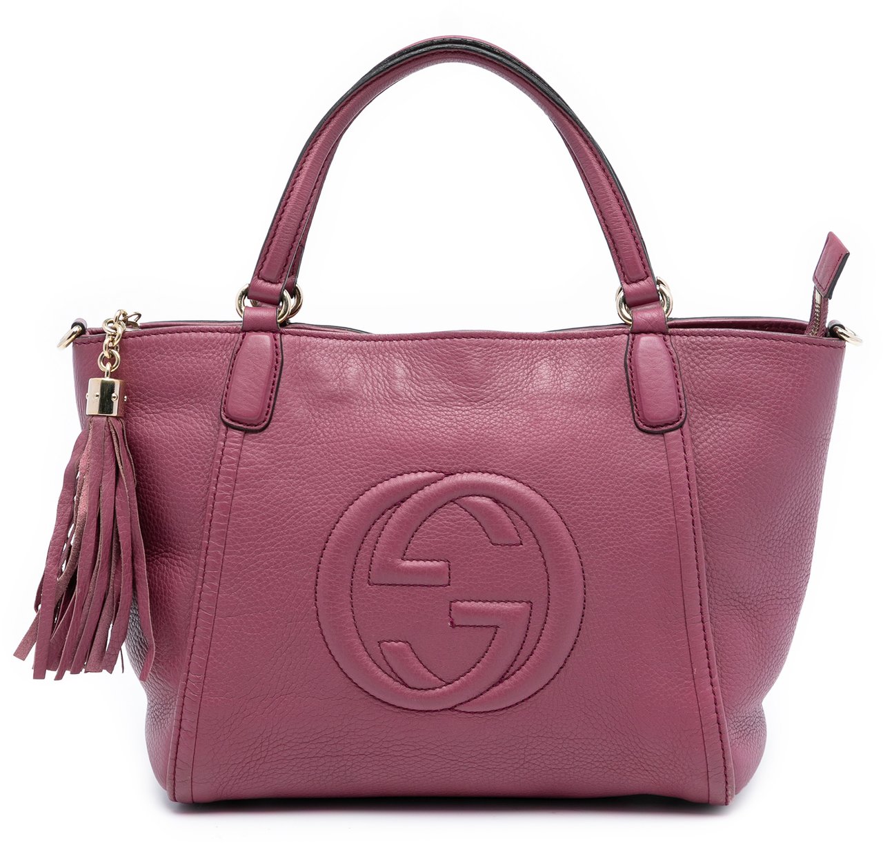 Gucci Small Pebbled Leather Soho Cellarius Satchel Paars