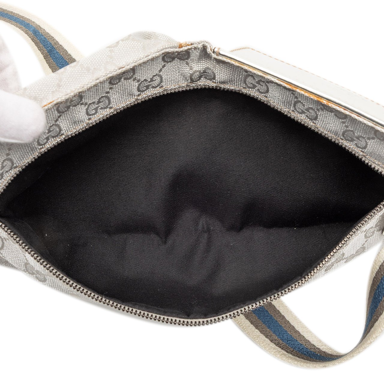 Gucci GG Canvas Web Double Pocket Belt Bag Grijs