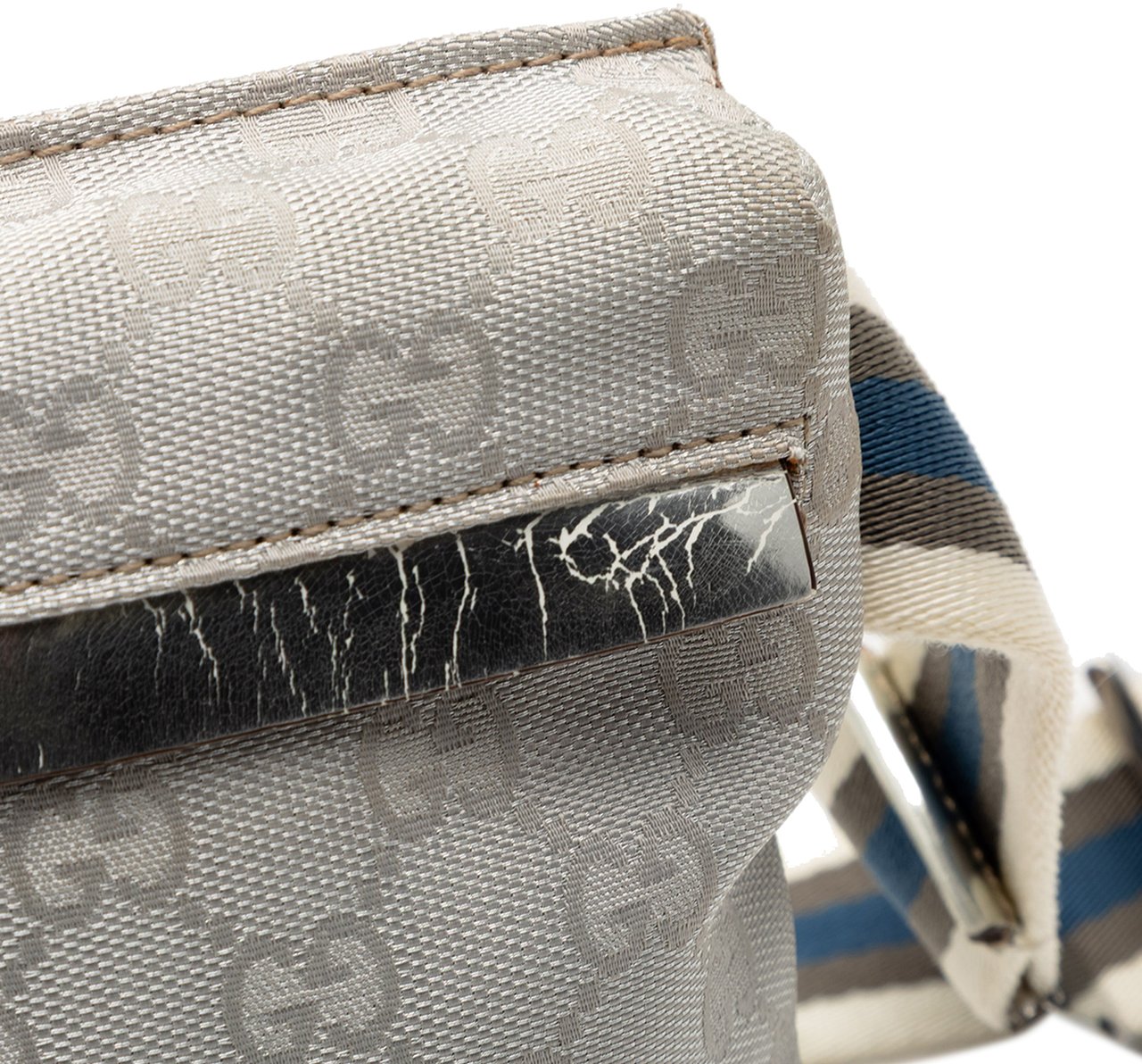 Gucci GG Canvas Web Double Pocket Belt Bag Grijs