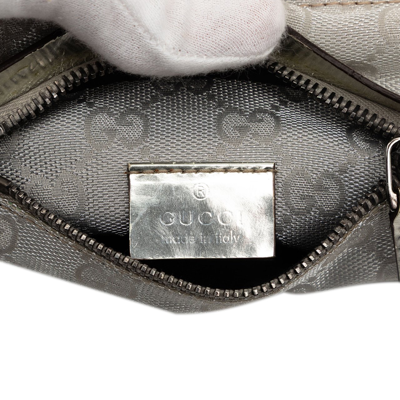 Gucci GG Canvas Web Double Pocket Belt Bag Grijs