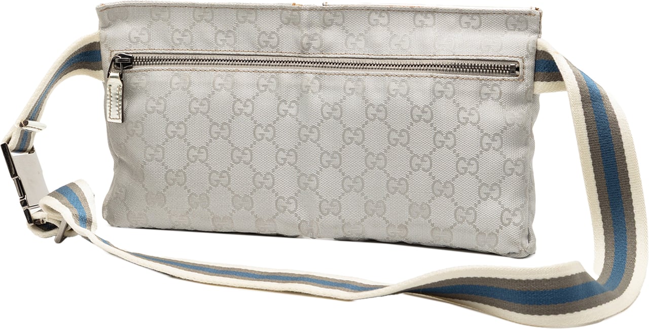 Gucci GG Canvas Web Double Pocket Belt Bag Grijs