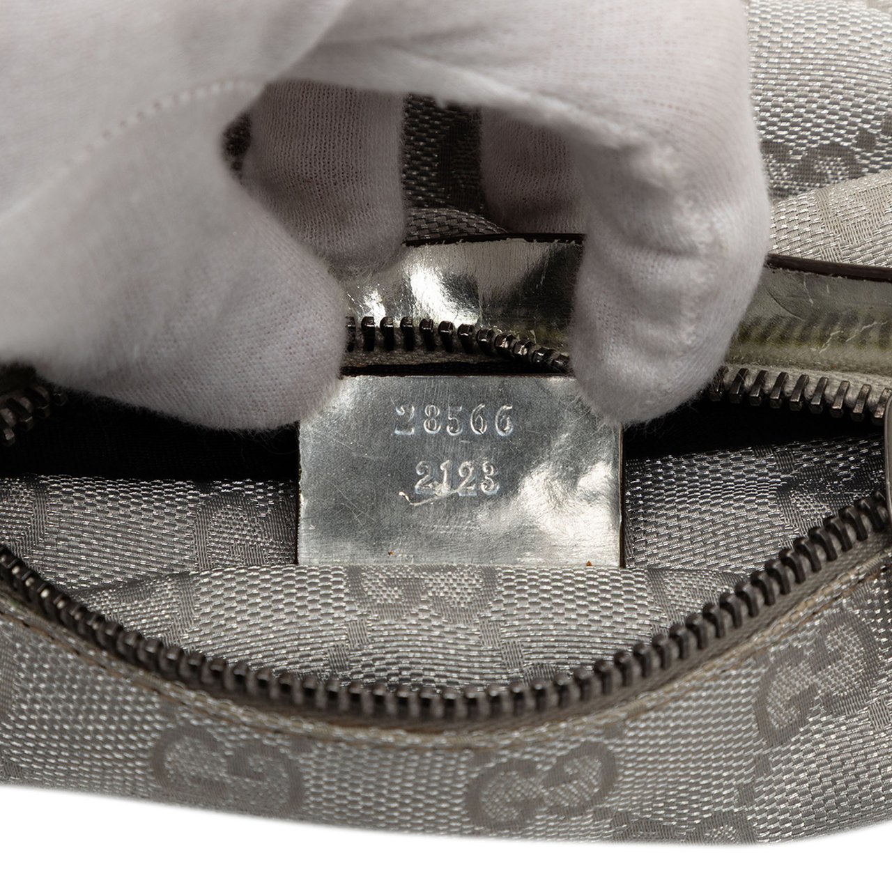 Gucci GG Canvas Web Double Pocket Belt Bag Grijs