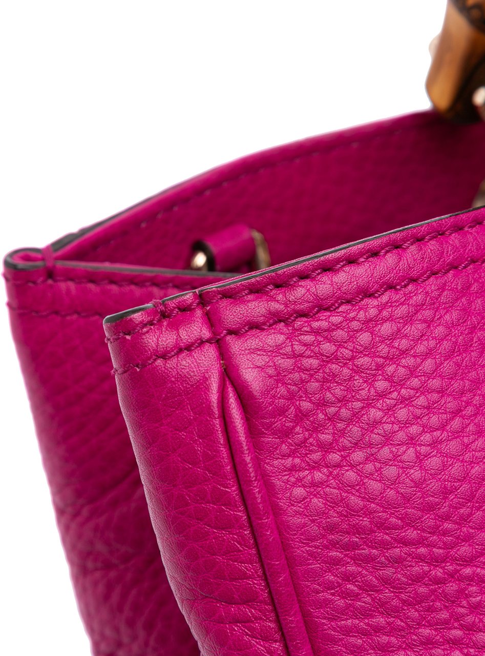 Gucci Medium Calfskin Bamboo Shopper Satchel Roze