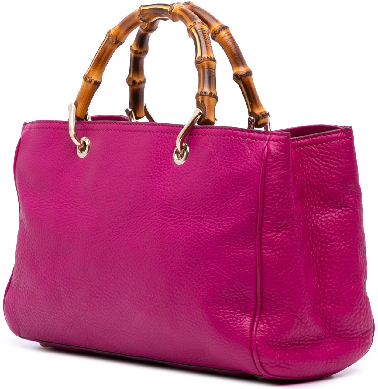 Gucci Medium Calfskin Bamboo Shopper Satchel Roze