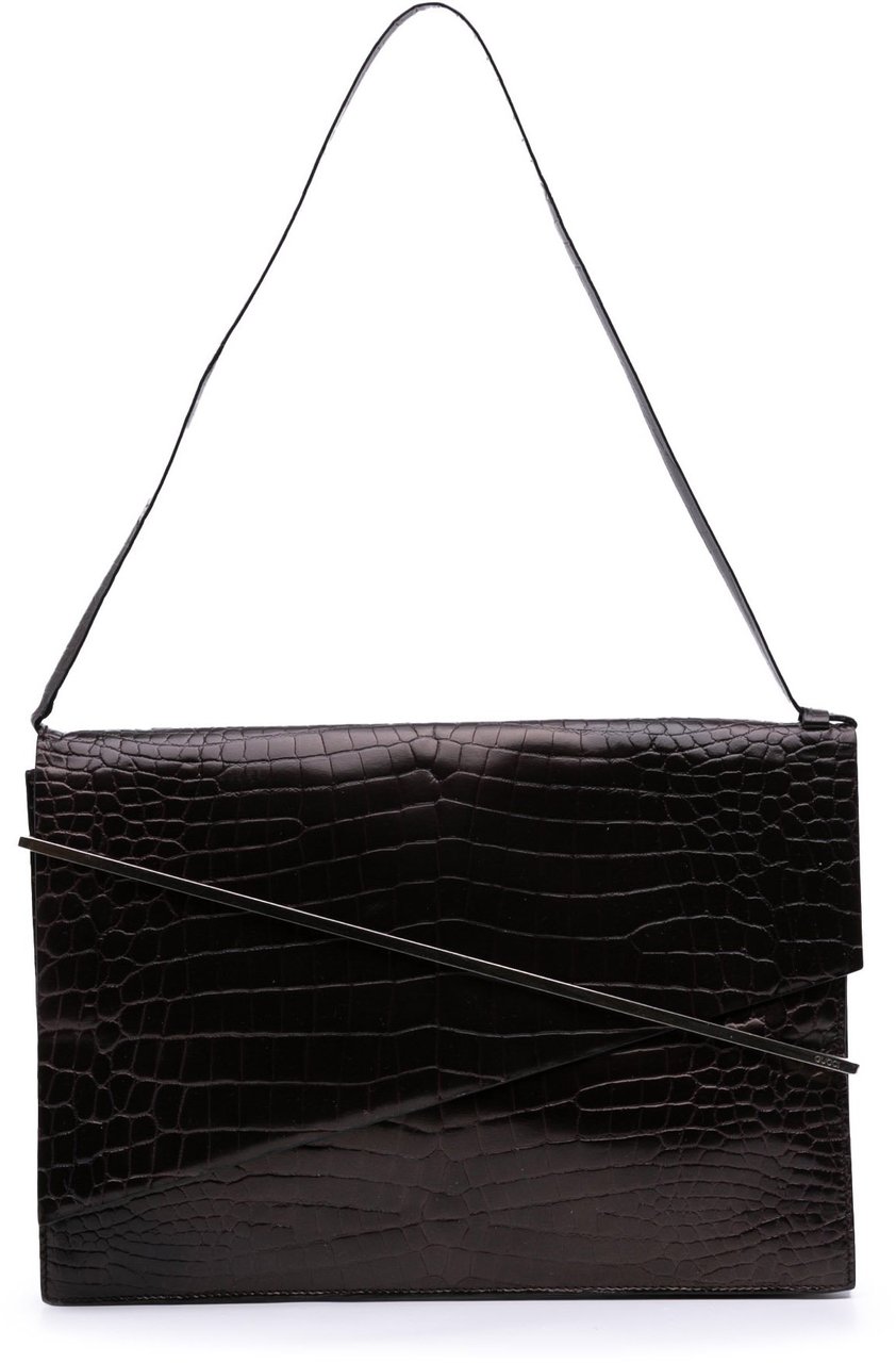 Gucci Croc Embossed Leather Broadway Envelope Shoulder Bag Paars