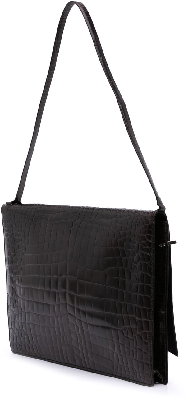 Gucci Croc Embossed Leather Broadway Envelope Shoulder Bag Paars