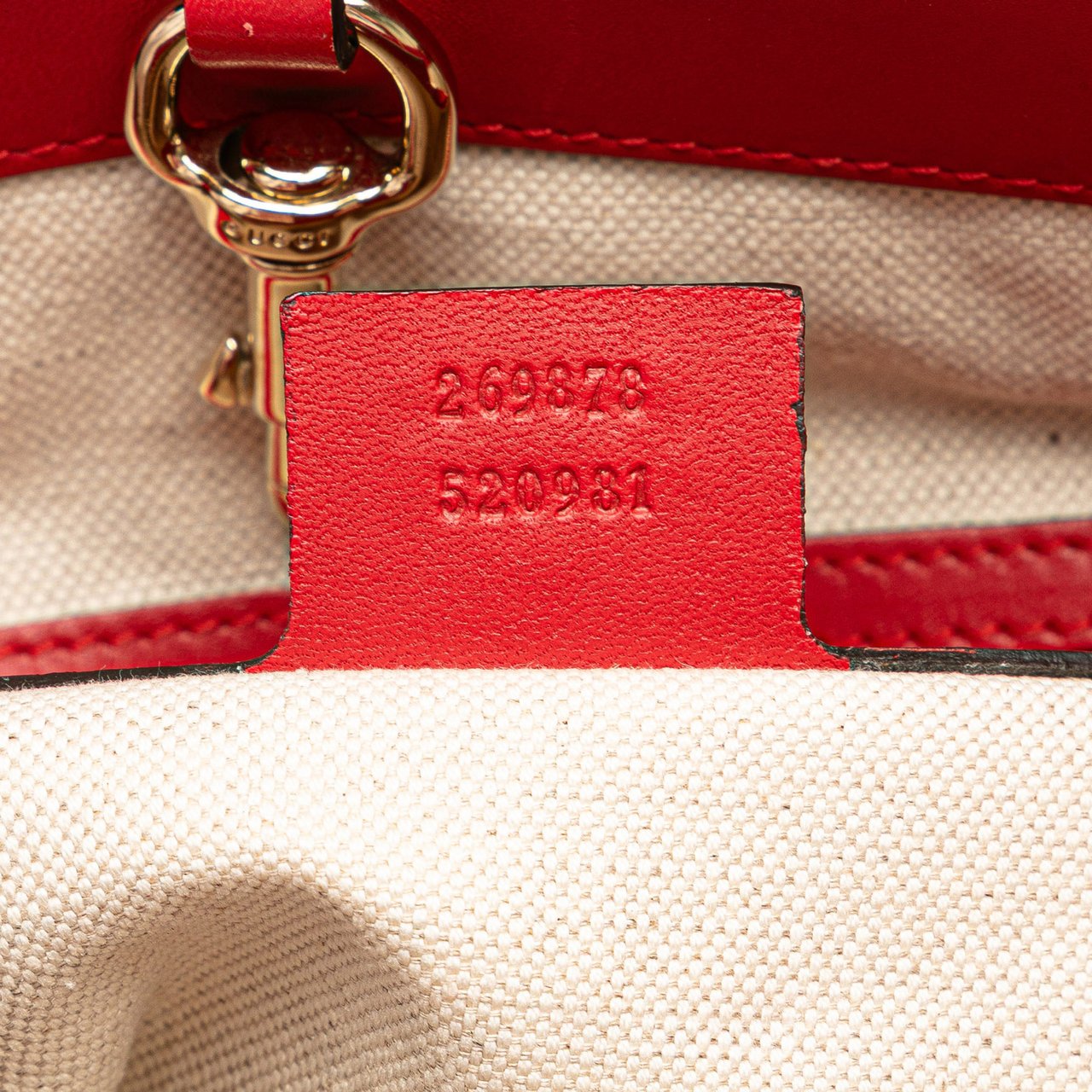 Gucci Small Diamante Leather Craft Tote Rood