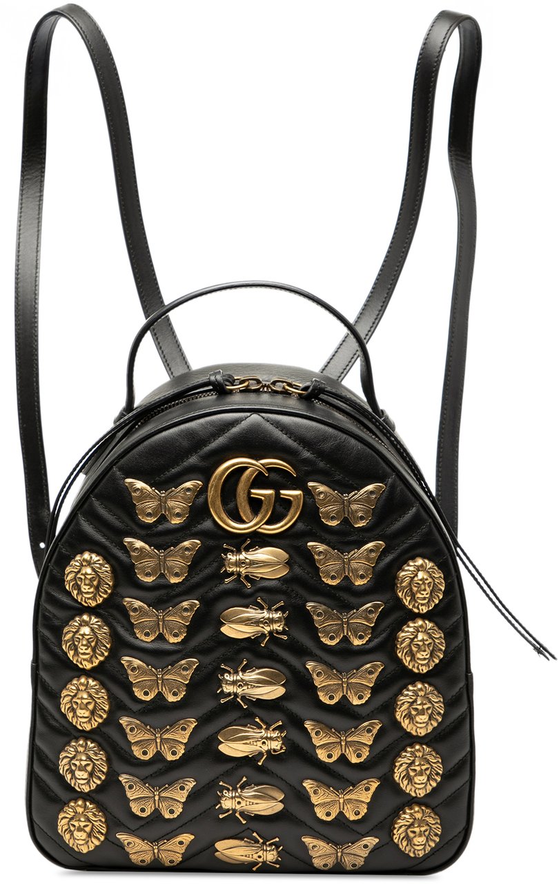 Gucci Small GG Marmont Matelasse Leather Animalier Backpack Zwart