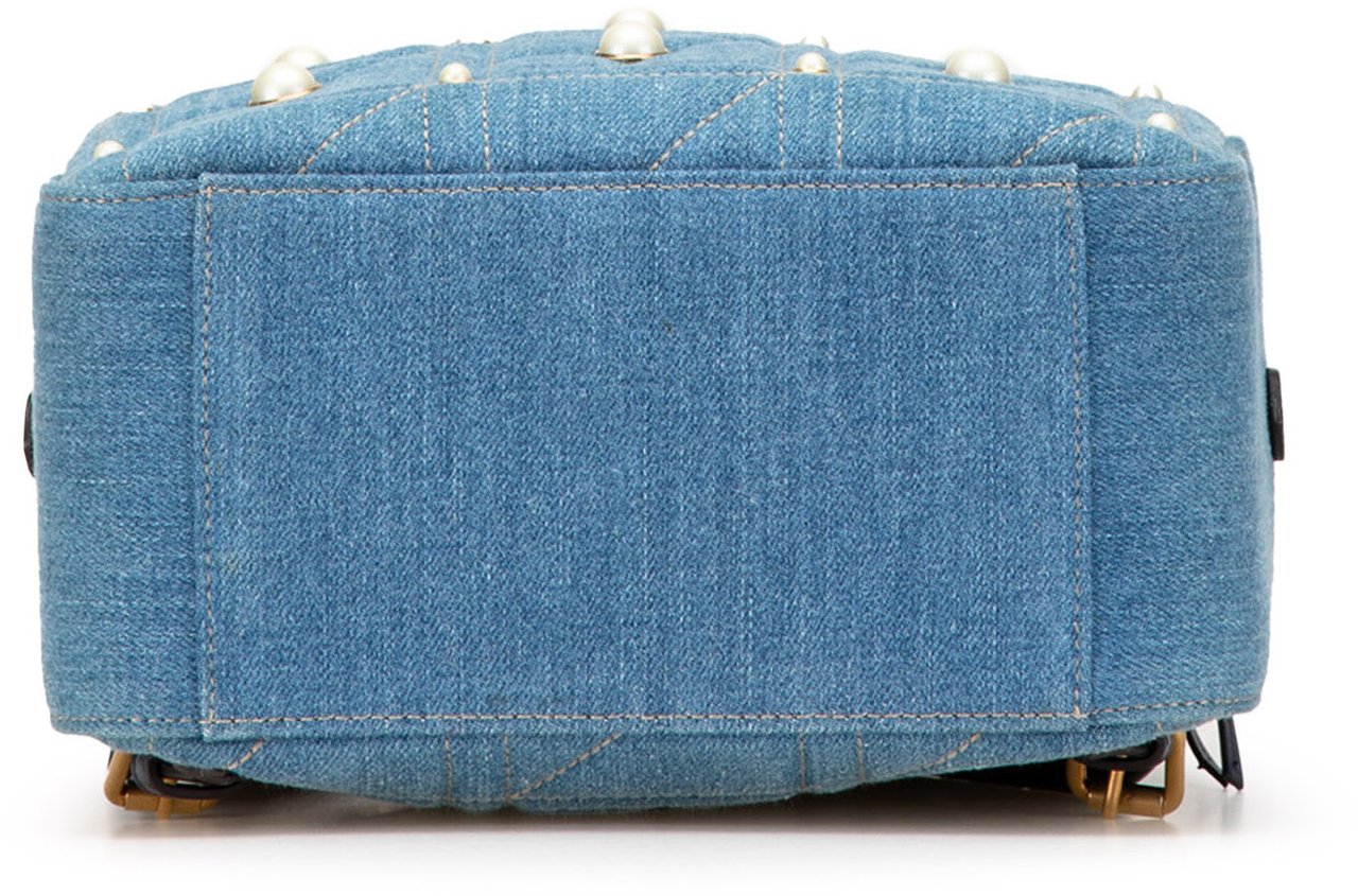 Gucci Small GG Marmont Pearl Denim Backpack Blauw
