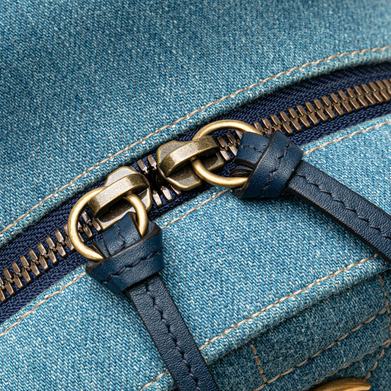 Gucci Small GG Marmont Pearl Denim Backpack Blauw