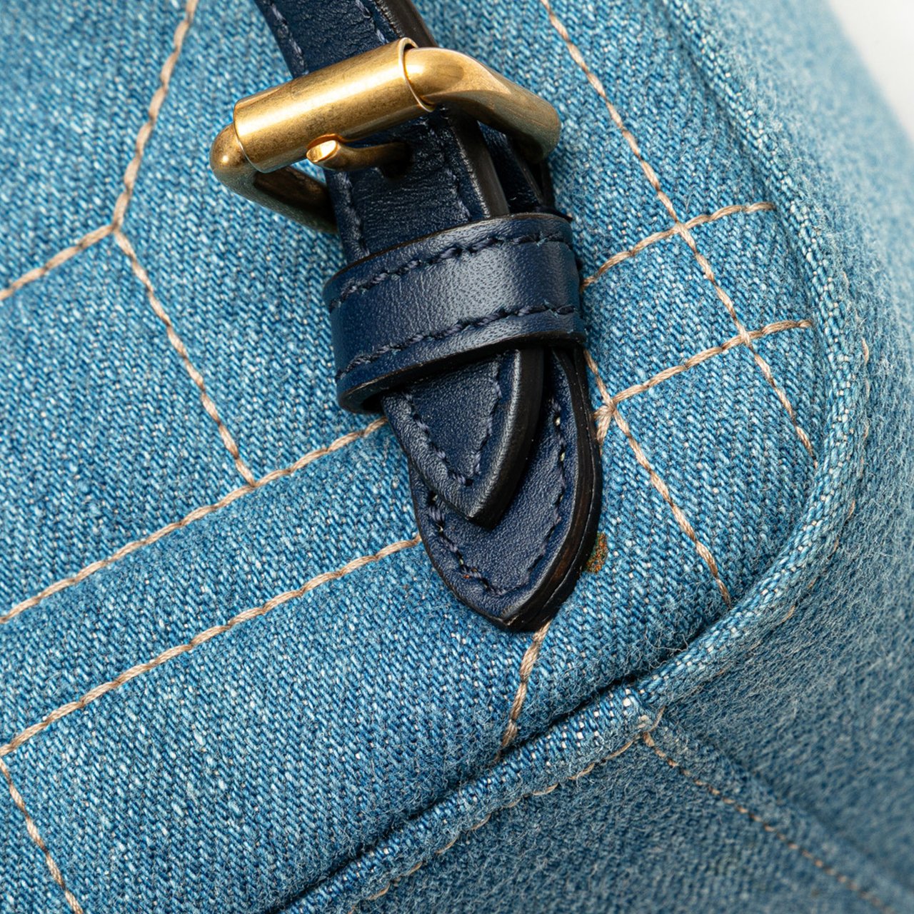 Gucci Small GG Marmont Pearl Denim Backpack Blauw