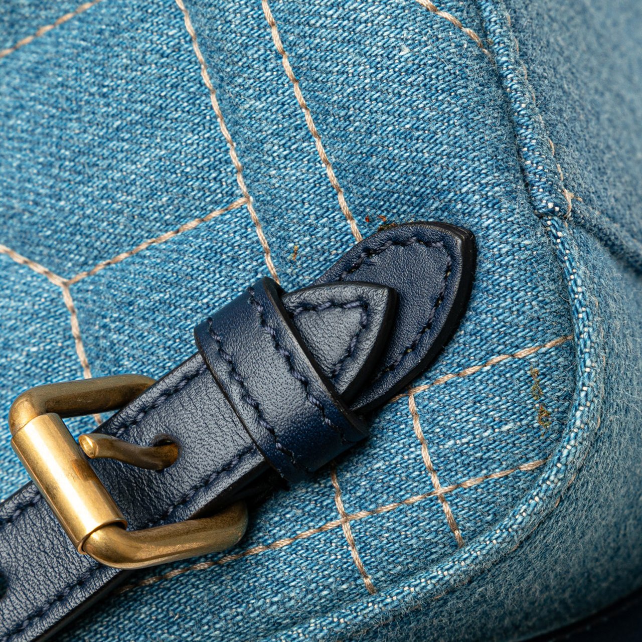 Gucci Small GG Marmont Pearl Denim Backpack Blauw