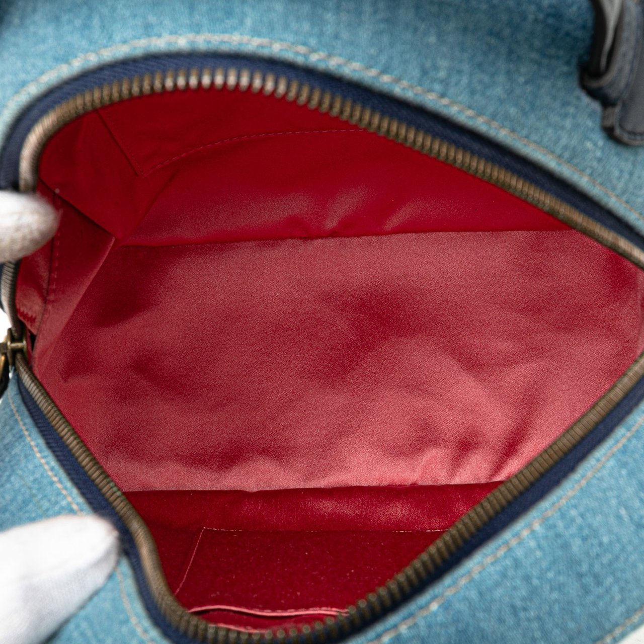 Gucci Small GG Marmont Pearl Denim Backpack Blauw