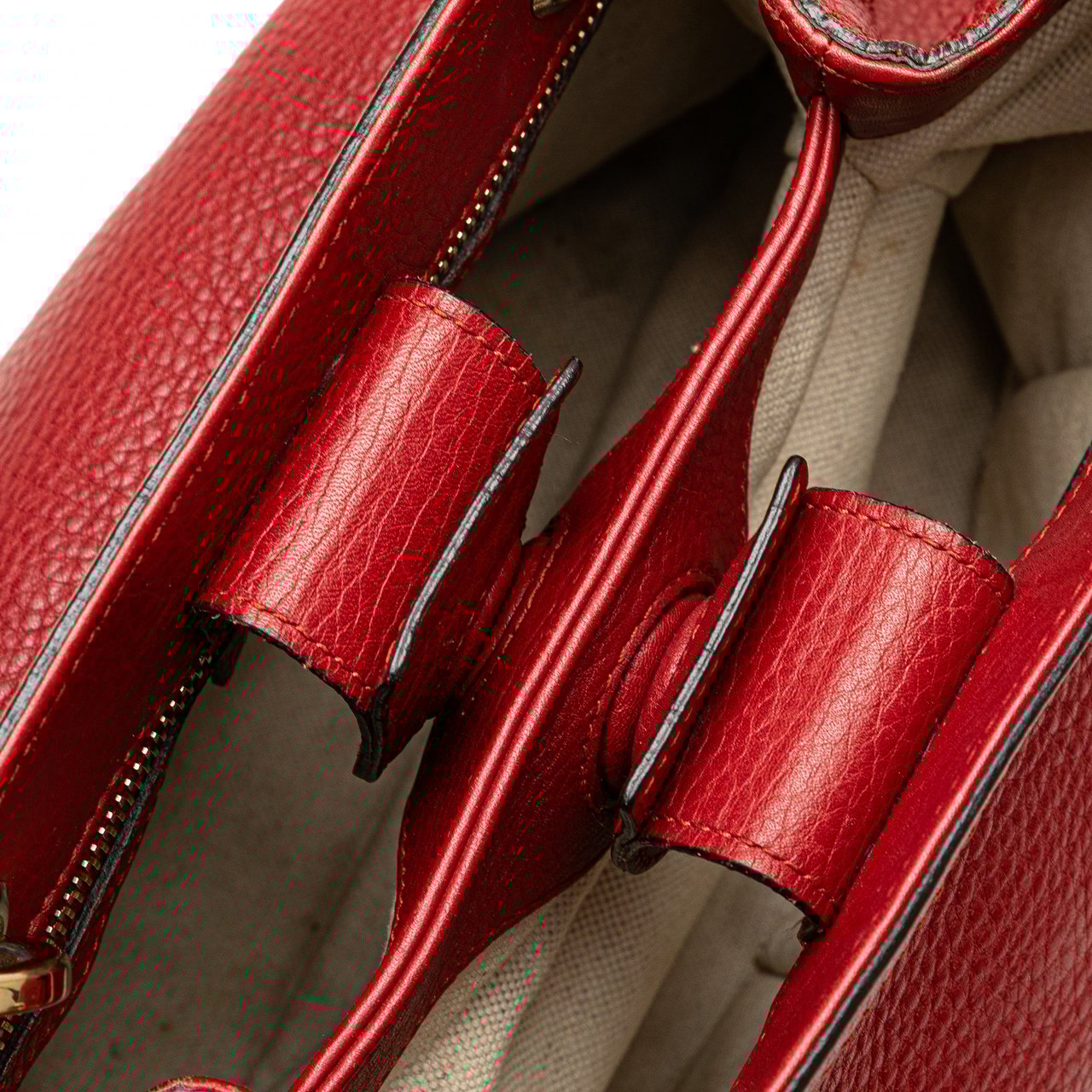 Gucci Small Calfskin Bamboo Shopper Satchel Rood